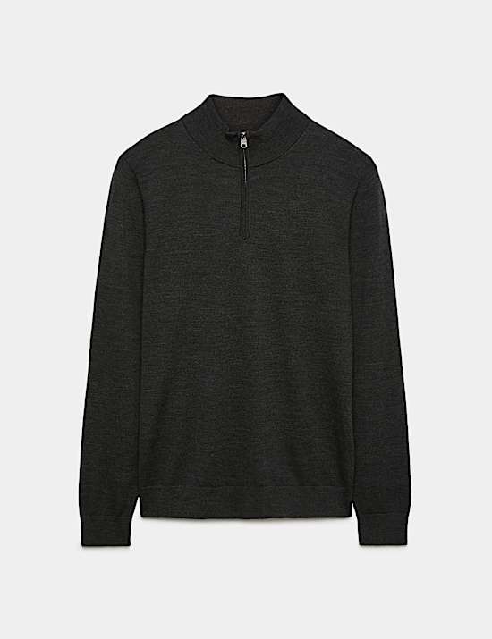 Pure Extra Fine Merino Wool Half Zip Jumper