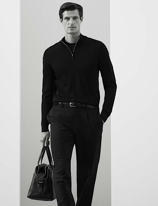 Pure Extra Fine Merino Wool Half Zip Jumper