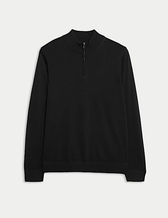 Pure Extra Fine Merino Wool Half Zip Jumper