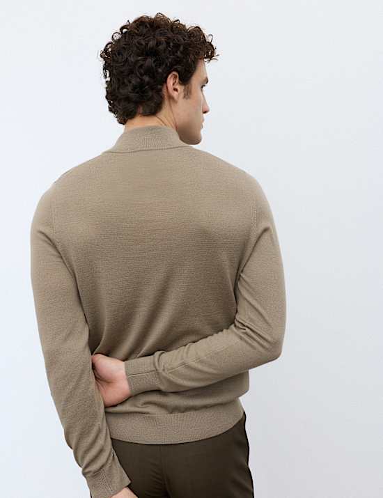 Pure Extra Fine Merino Wool Half Zip Jumper