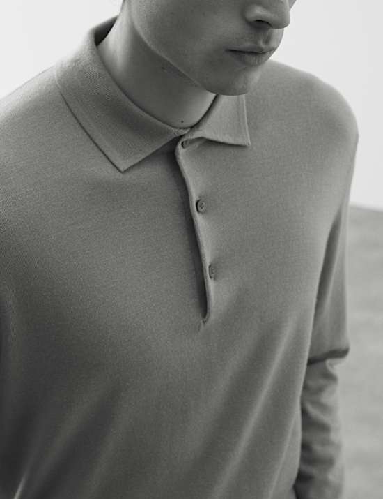 Poloshirt van extra fijne, zuivere merinowol