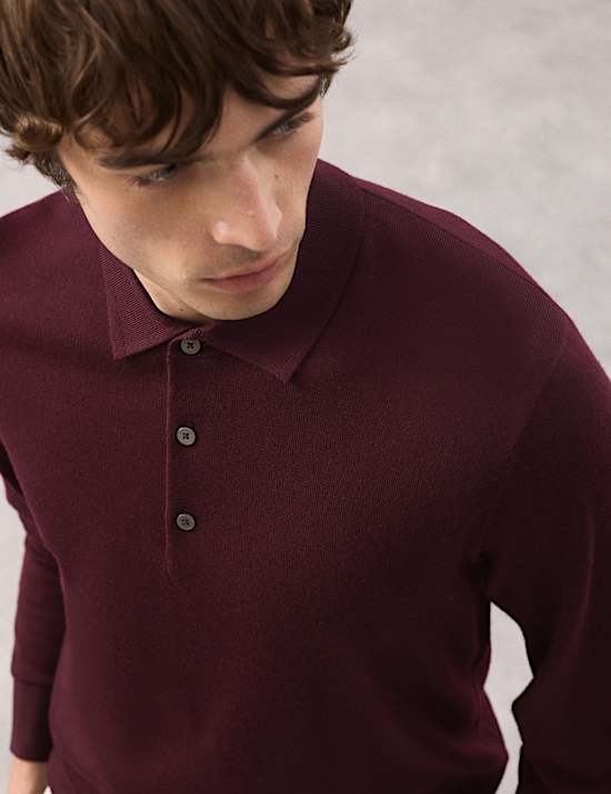 Poloshirt van extra fijne, zuivere merinowol