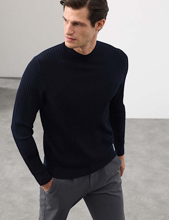 Pull c&ocirc;tel&eacute; en laine m&eacute;rinos m&eacute;lang&eacute;e &agrave; col rond