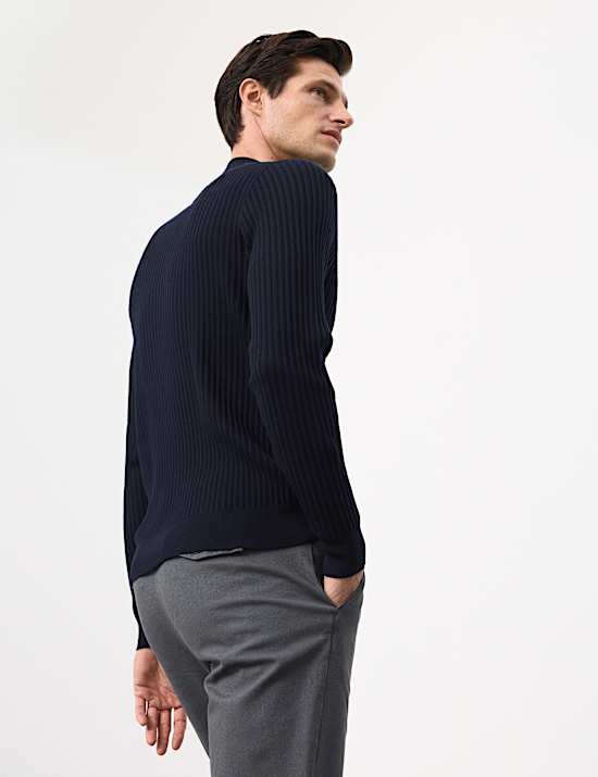 Pull c&ocirc;tel&eacute; en laine m&eacute;rinos m&eacute;lang&eacute;e &agrave; col rond