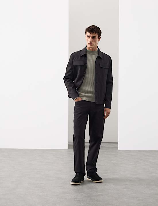 Merino Blend Rib Mock Neck Jumper