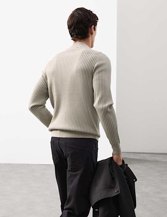 Merino Blend Rib Mock Neck Jumper