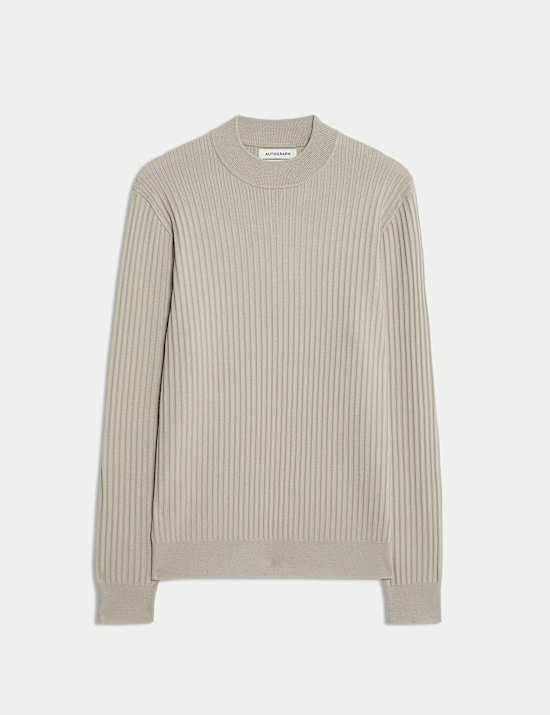 Merino Blend Rib Mock Neck Jumper