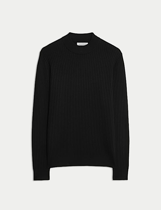 Merino Blend Rib Mock Neck Jumper