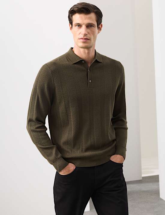 Extra Fine Merino Wool Blend Knitted Polo