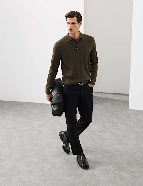 Extra Fine Merino Wool Blend Knitted Polo