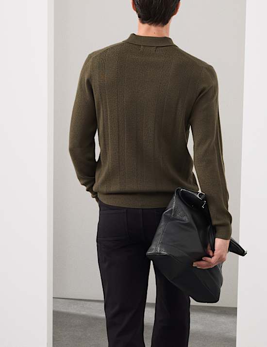 Extra Fine Merino Wool Blend Knitted Polo