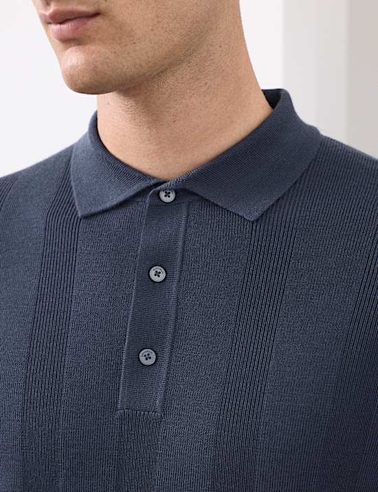 Dzianinowa koszulka polo z mieszanki wełny merino Extra Fine