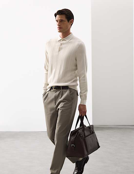 Extrafein gestricktes Poloshirt aus Merinomischung