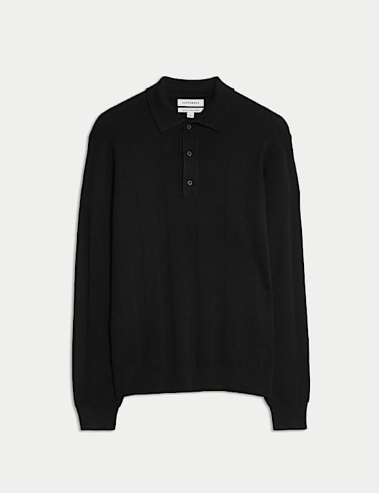 Extrafein gestricktes Poloshirt aus Merinomischung