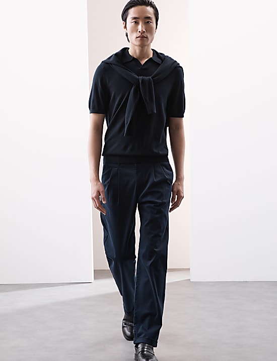 Pure Extra Fine Merino Wool Knitted Polo Shirt