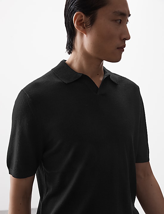 Pure Extra Fine Merino Wool Knitted Polo Shirt