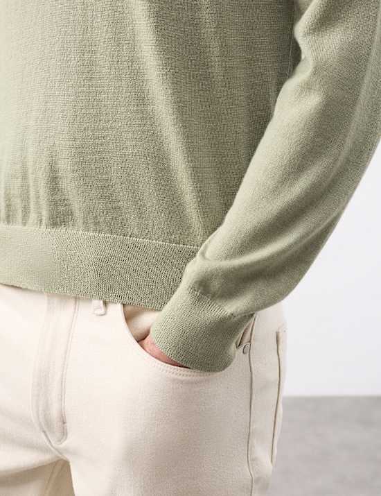 Pure Extra Fine Merino Wool Henley Jumper