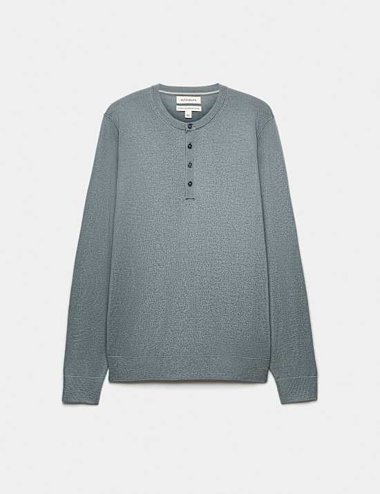 Pure Extra Fine Merino Wool Henley Jumper