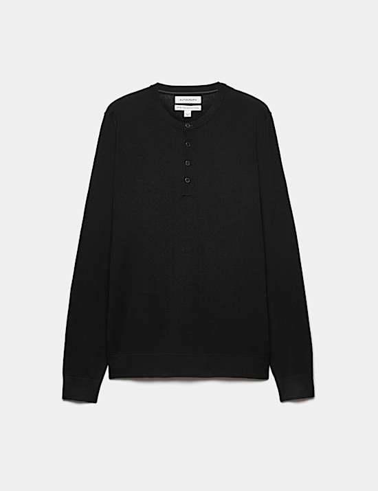 Pure Extra Fine Merino Wool Henley Jumper