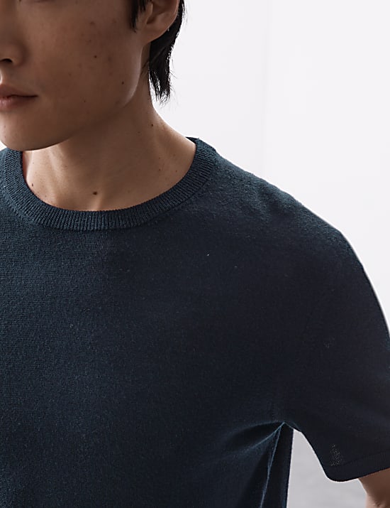 Pure Extra Fine Merino Wool Knitted T-Shirt