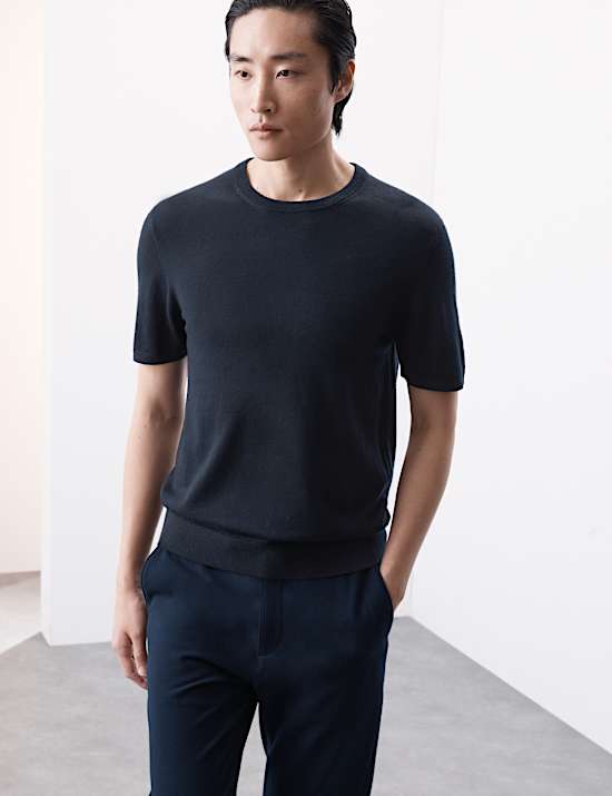 Pure Extra Fine Merino Wool Knitted T-Shirt