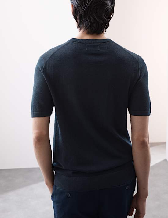 Pure Extra Fine Merino Wool Knitted T-Shirt