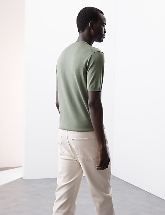 Pure Extra Fine Merino Wool Knitted T-Shirt