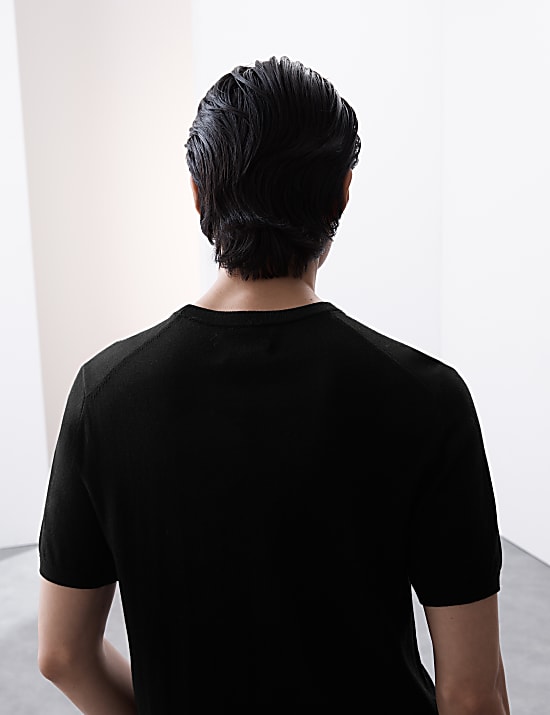 Pure Extra Fine Merino Wool Knitted T-Shirt