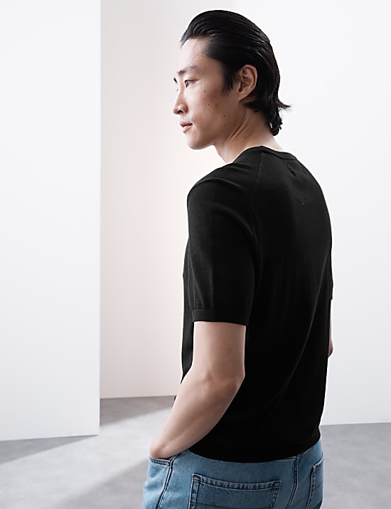 Pure Extra Fine Merino Wool Knitted T-Shirt