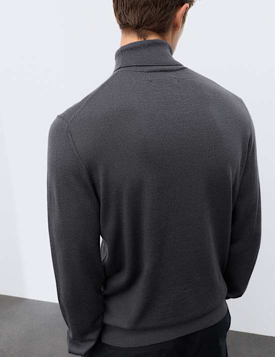 Pure Extra Fine Merino Wool Roll Neck Jumper