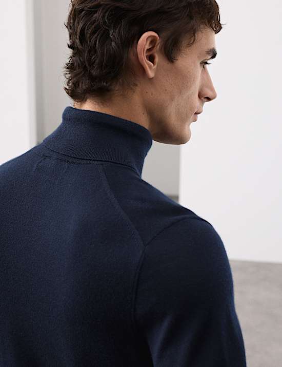 Pure Extra Fine Merino Wool Roll Neck Jumper