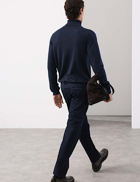 Pure Extra Fine Merino Wool Roll Neck Jumper