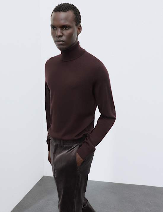 Pure Extra Fine Merino Wool Roll Neck Jumper