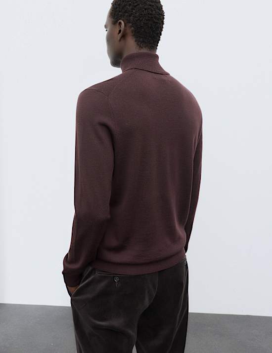 Pure Extra Fine Merino Wool Roll Neck Jumper