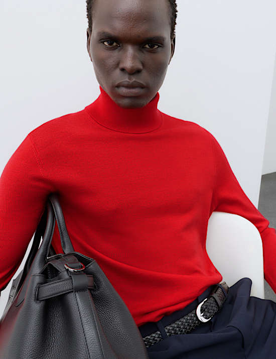 Pure Extra Fine Merino Wool Roll Neck Jumper