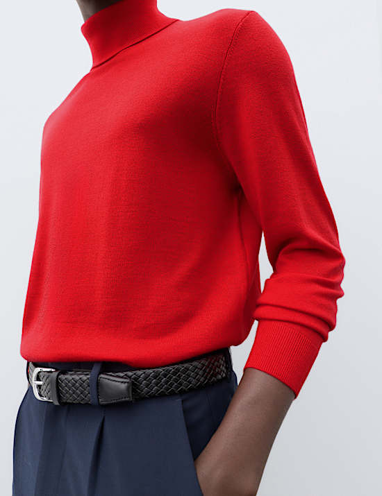 Pure Extra Fine Merino Wool Roll Neck Jumper