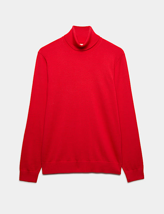 Pure Extra Fine Merino Wool Roll Neck Jumper