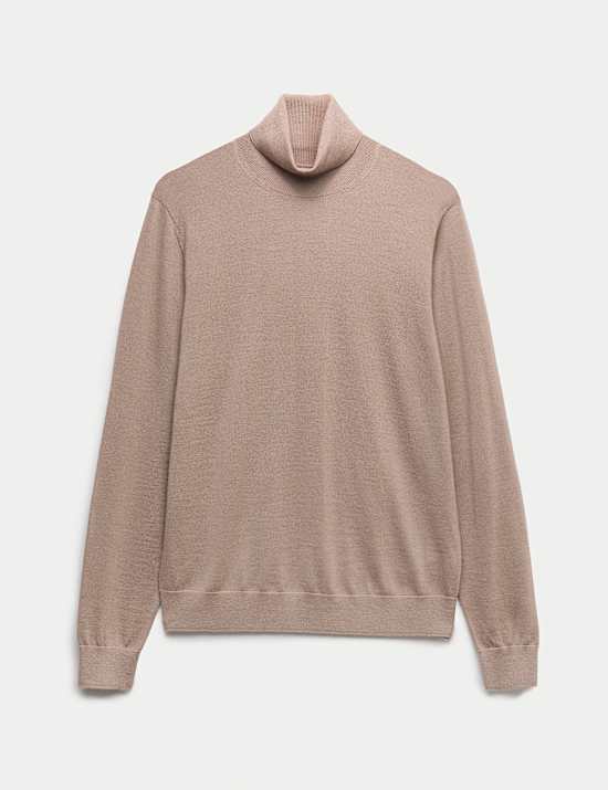 Πουλόβερ με γυριστό λαιμό από extra fine μαλλί Merino