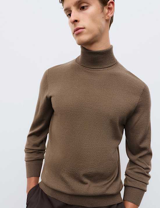 Pure Extra Fine Merino Wool Roll Neck Jumper