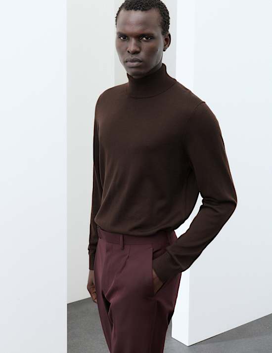 Pure Extra Fine Merino Wool Roll Neck Jumper