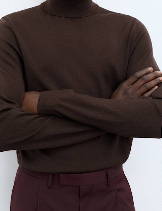Pure Extra Fine Merino Wool Roll Neck Jumper