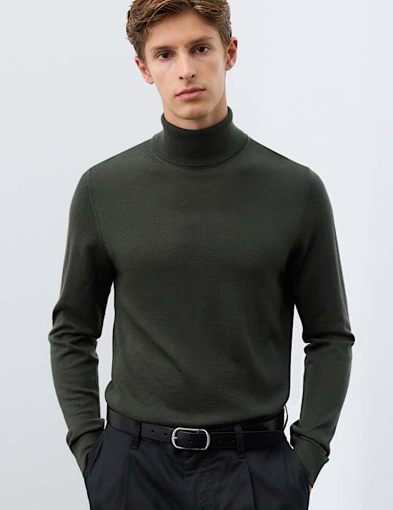 Pure Extra Fine Merino Wool Roll Neck Jumper
