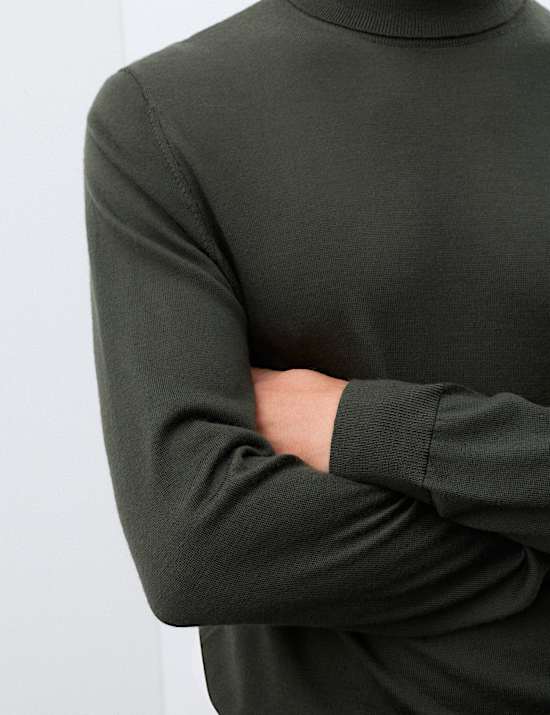 Pure Extra Fine Merino Wool Roll Neck Jumper