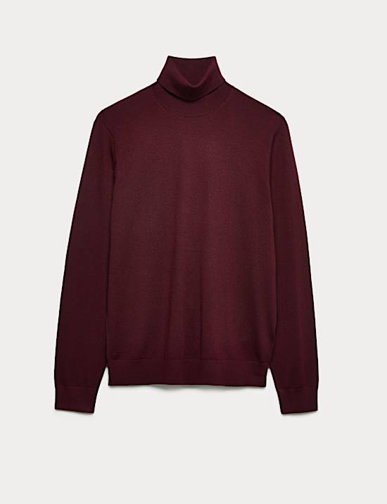 Pure Extra Fine Merino Wool Roll Neck Jumper