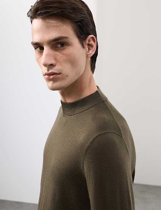 Pure Extra Fine Merino Wool Mock Neck Jumper