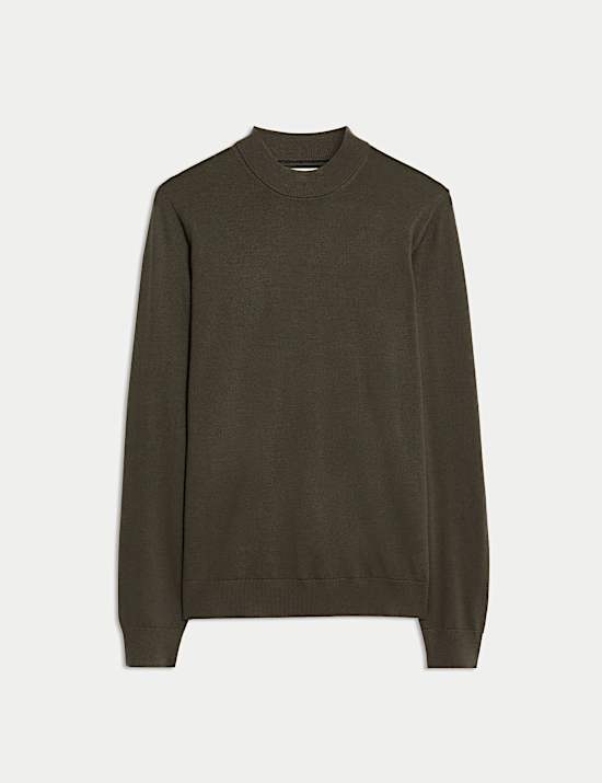 Pure Extra Fine Merino Wool Mock Neck Jumper