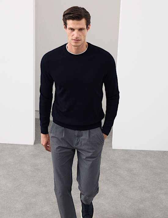 Merino Wool Blend Ribbed Performance Jumper