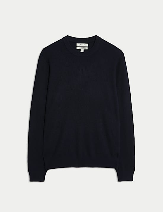 Merino Wool Blend Ribbed Crew neck Jumper
