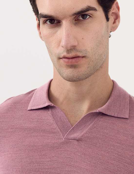 Polo en maille pure laine m&eacute;rinos extra-fine