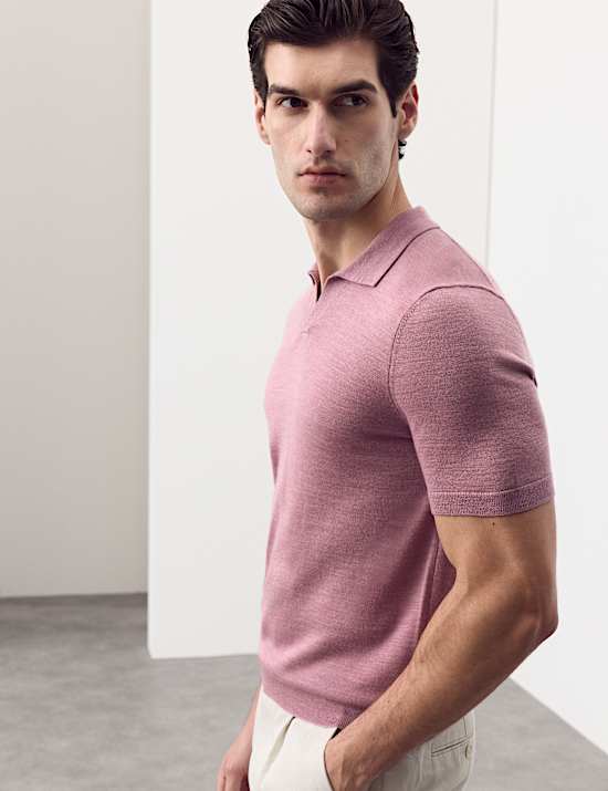 Polo en maille pure laine m&eacute;rinos extra-fine